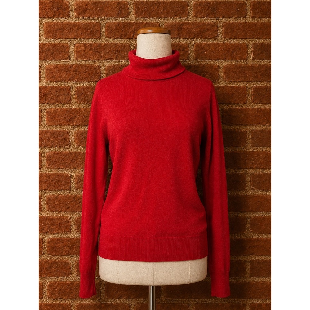Custo Barcelona Red Knit Turtleneck Sweater Long Sleeve Womens Top VTG Preppy M